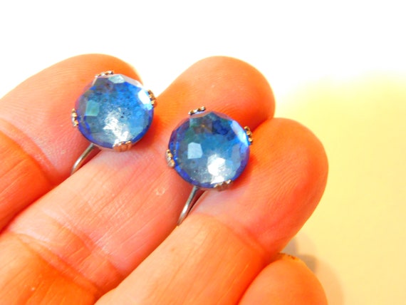 Blue glass earrings- Vintage - image 4