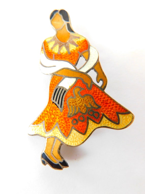 Mexican  enameled sterling pin