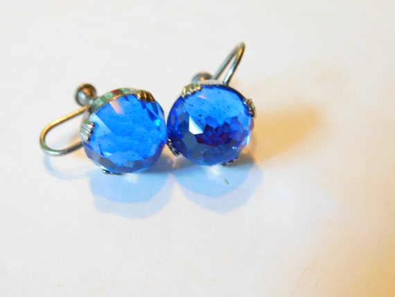 Blue glass earrings- Vintage - image 3