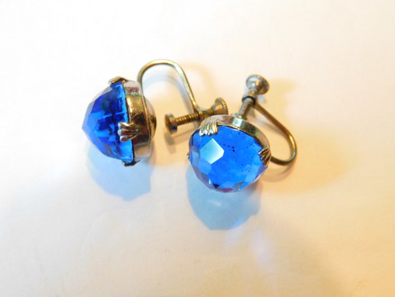 Blue glass earrings- Vintage - image 2