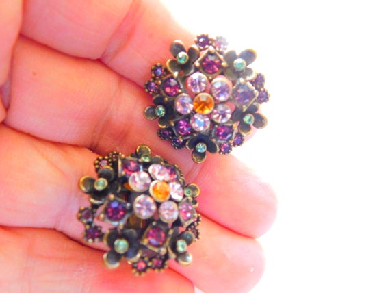 Beautiful glass stones earrings-Vintage - image 3