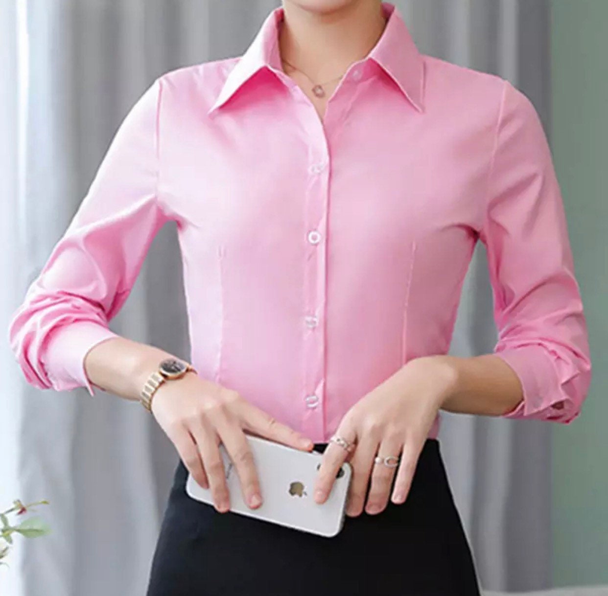 Autumn Women White Shirt Office Women Shirt Button Cardigan Top Long ...