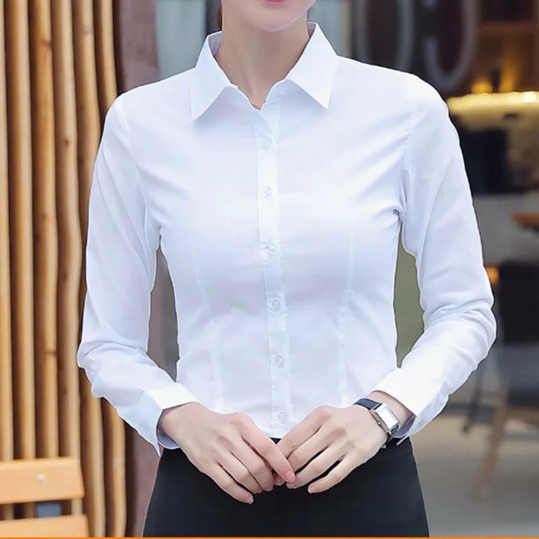 Autumn Women White Shirt Office Women Shirt Button Cardigan Top Long ...