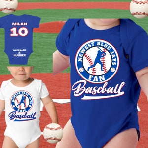 Toronto Baseball Newest Fan Personalize Onesie/Blue Jays Baby Clothes/Birthday Baby Shower  Christmas Or Christening Gift/Souvenir Shirt