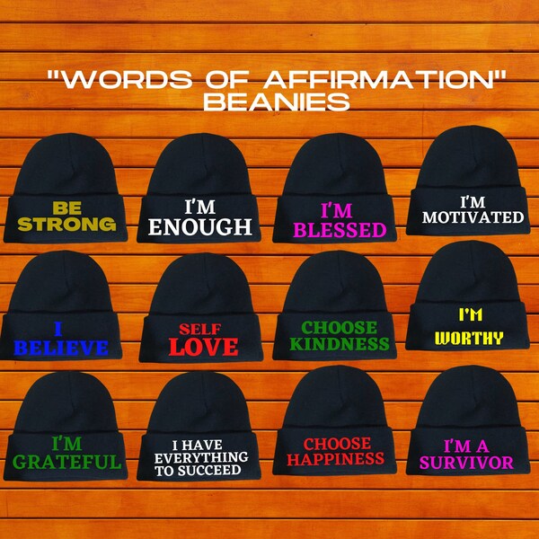 Beanies With Words Etsy