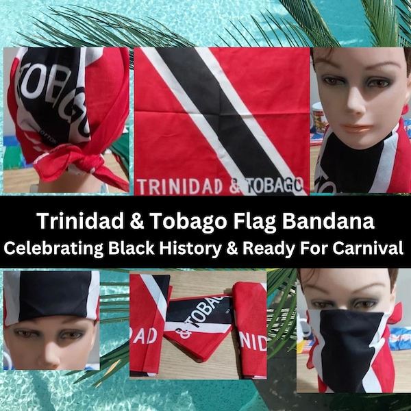 Trinidad and Tobago Flag Bandana Handkerchief/Black History Month Celebration Gift/Caribbean Carnival Bandana/Trinidad and Tobago Souvenir