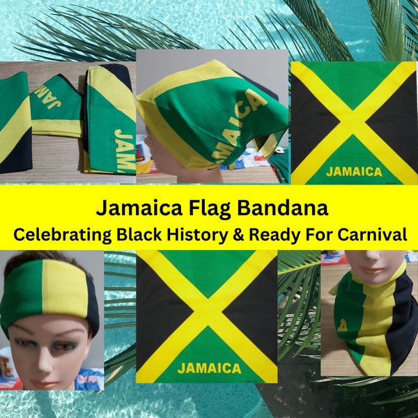 Mouchoir bandana drapeau de la Jamaïque/drapeau du carnaval jamaïcain/drapeau de célébration du Mois de l’histoire des Noirs/cadeau souvenir/héritage jamaïcain