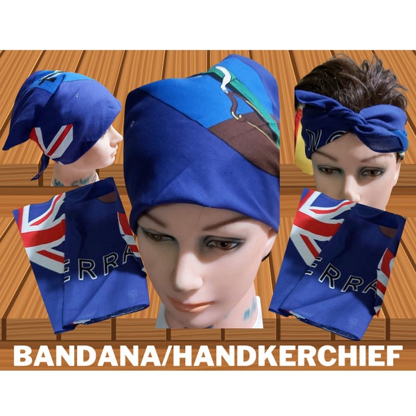 Monserrat Flag Bandana Handercheif/Caribbean Carnival Flag/Monserrat Headwrap/Monserrat Souvenir Gift/Monserrat  Scarf Headband