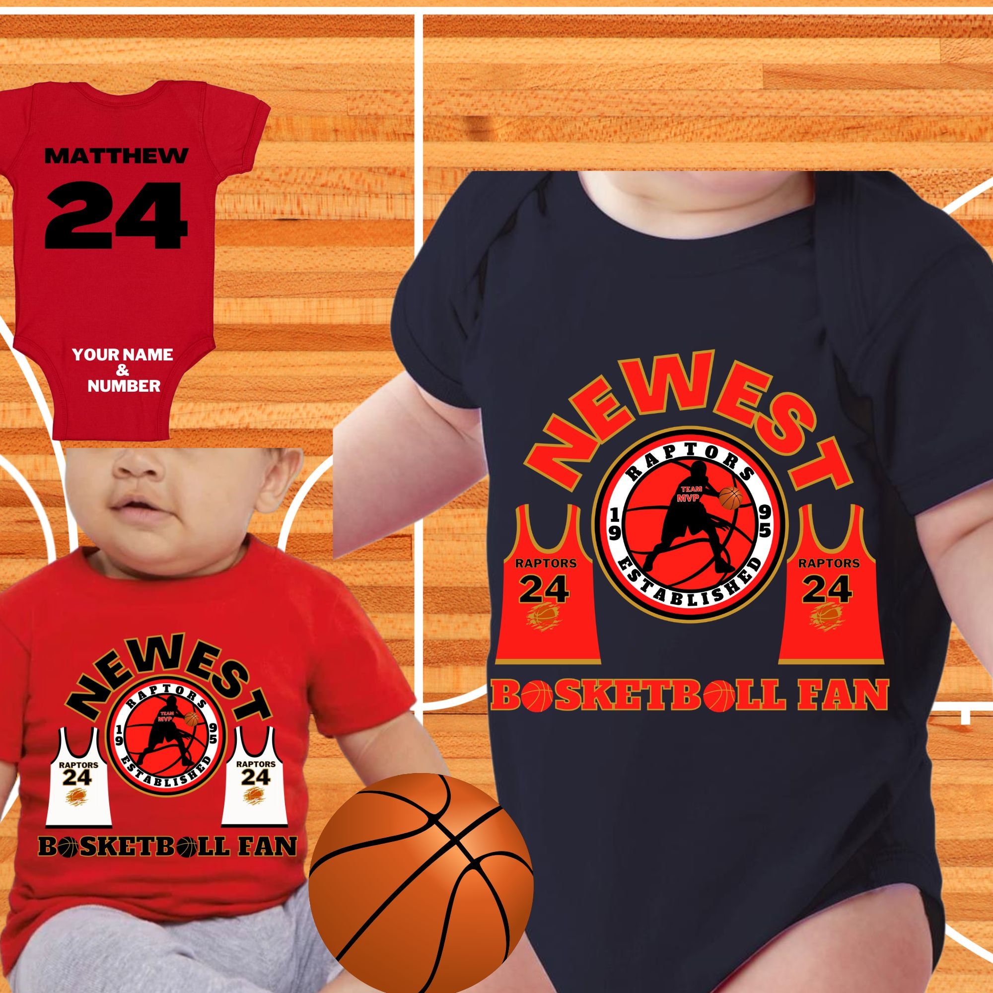 Toronto Raptors Baby Rompers, Raptors Onesies, Bodysuits