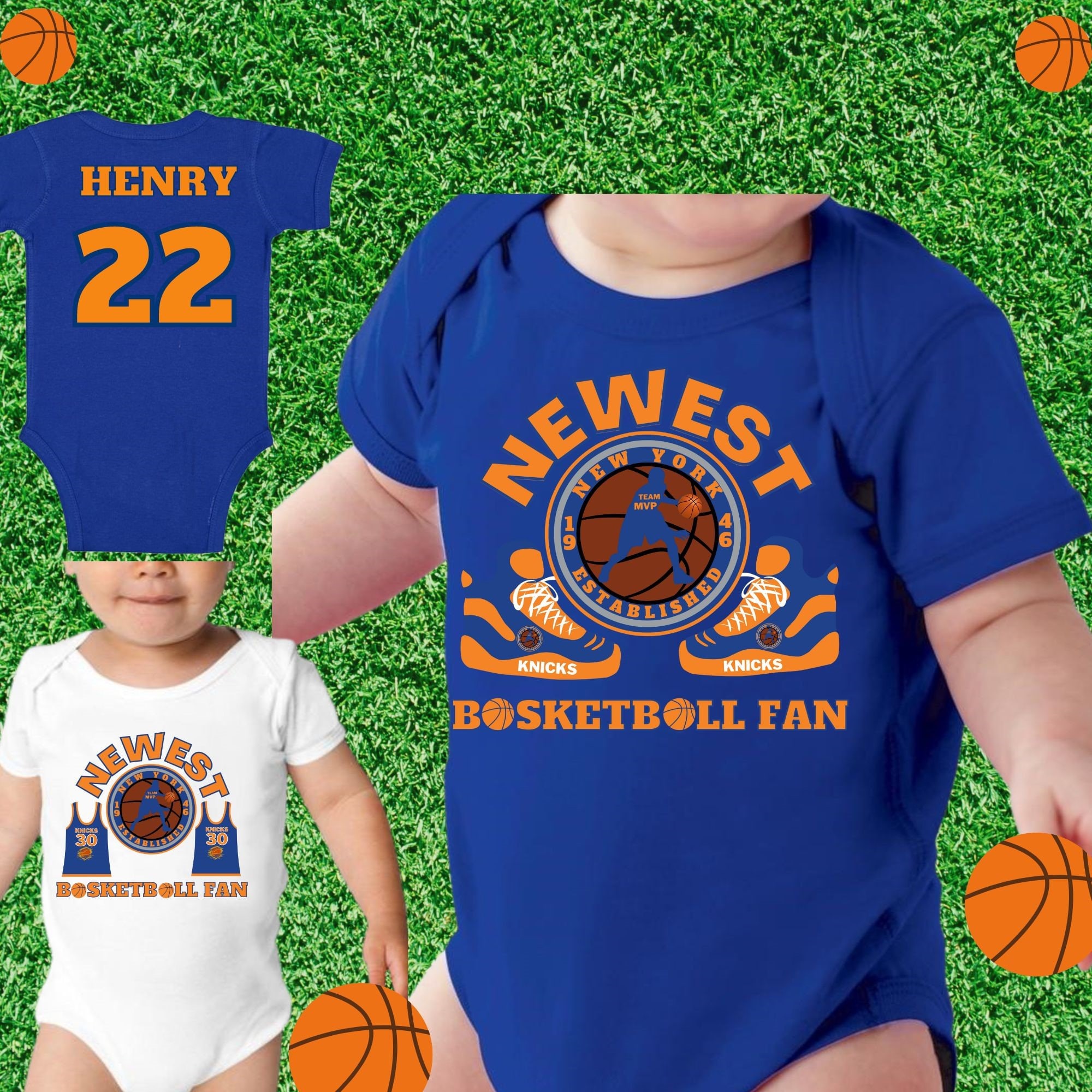 New York Knicks Infant Slam Dunk 3-Piece Bodysuit Set - Blue