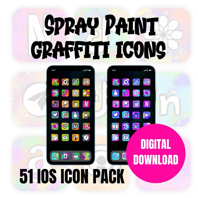 Cool Spray Paint Graffiti Icons Ios 14 Icons Iphone Icons Etsy