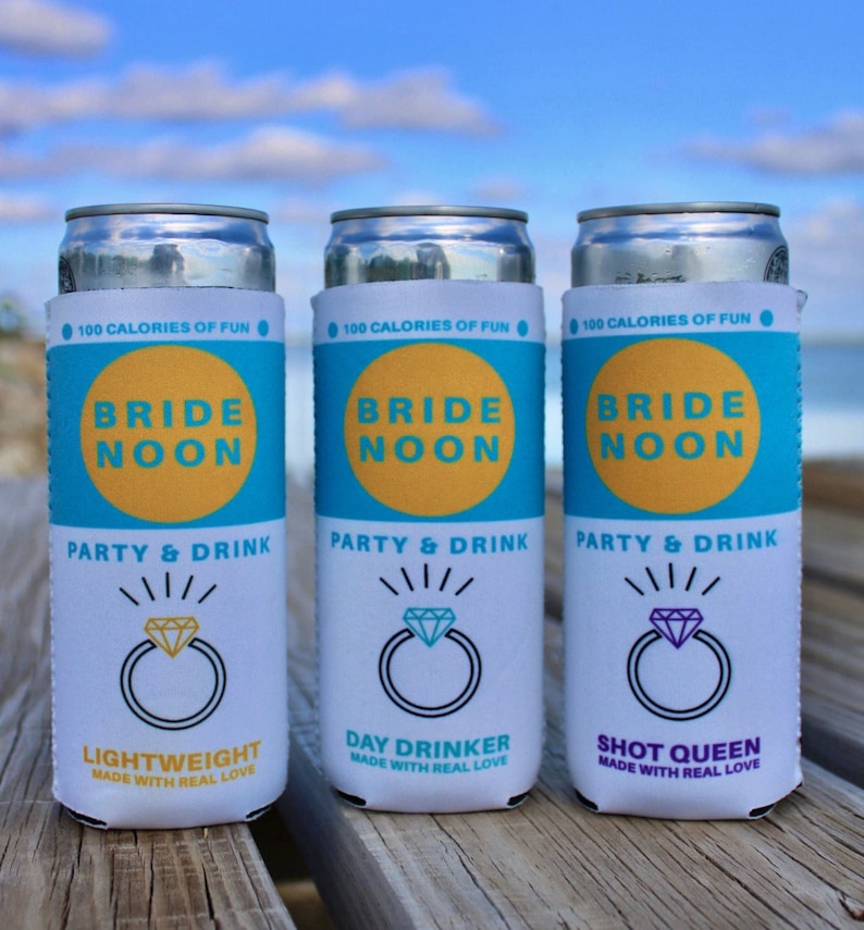 Bride Noon Bachelorette Can Cooler 10 Pack Bachelorette Party Favors Slim Can Cooler Bride Gift Bridal Shower Insulated Can Holder image 1