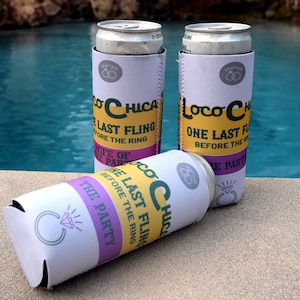 Loco Chica &quot;Crazy Girl&quot; Bachelorette Can Cooler (10 Pack) - Bachelorette Party Favors - Slim Can Cooler - Bride Gift - Bridal Can Holder