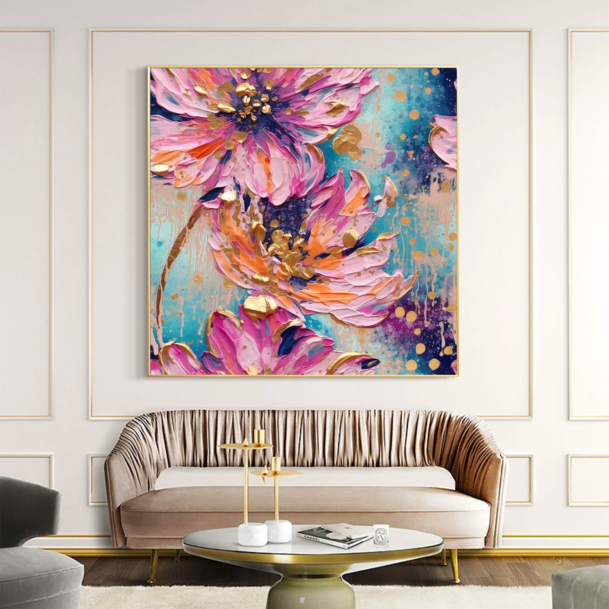 Original Flower Oil Painting on Canvas Large Wall Art - Etsy