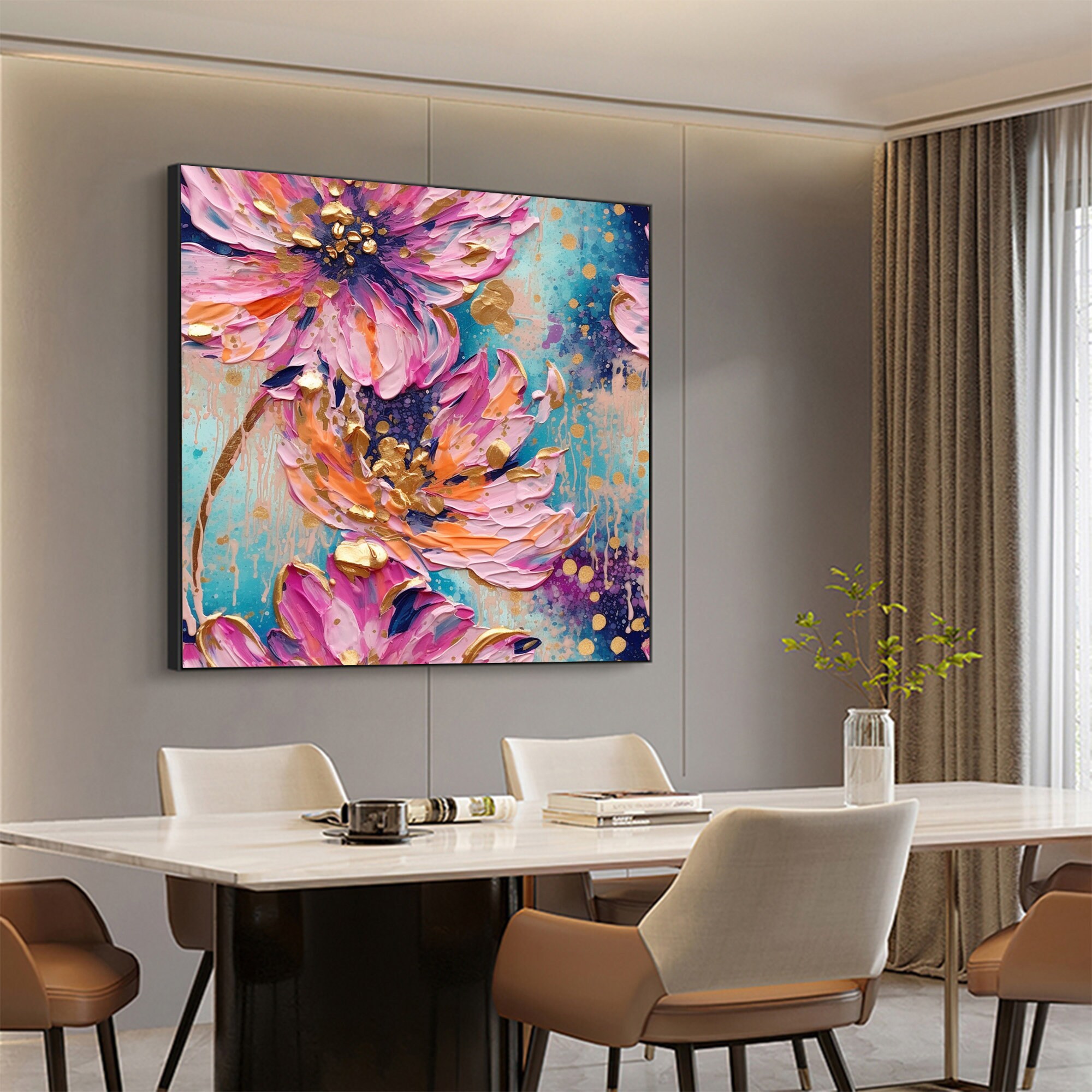 Original Flower Oil Painting on Canvas Large Wall Art - Etsy
