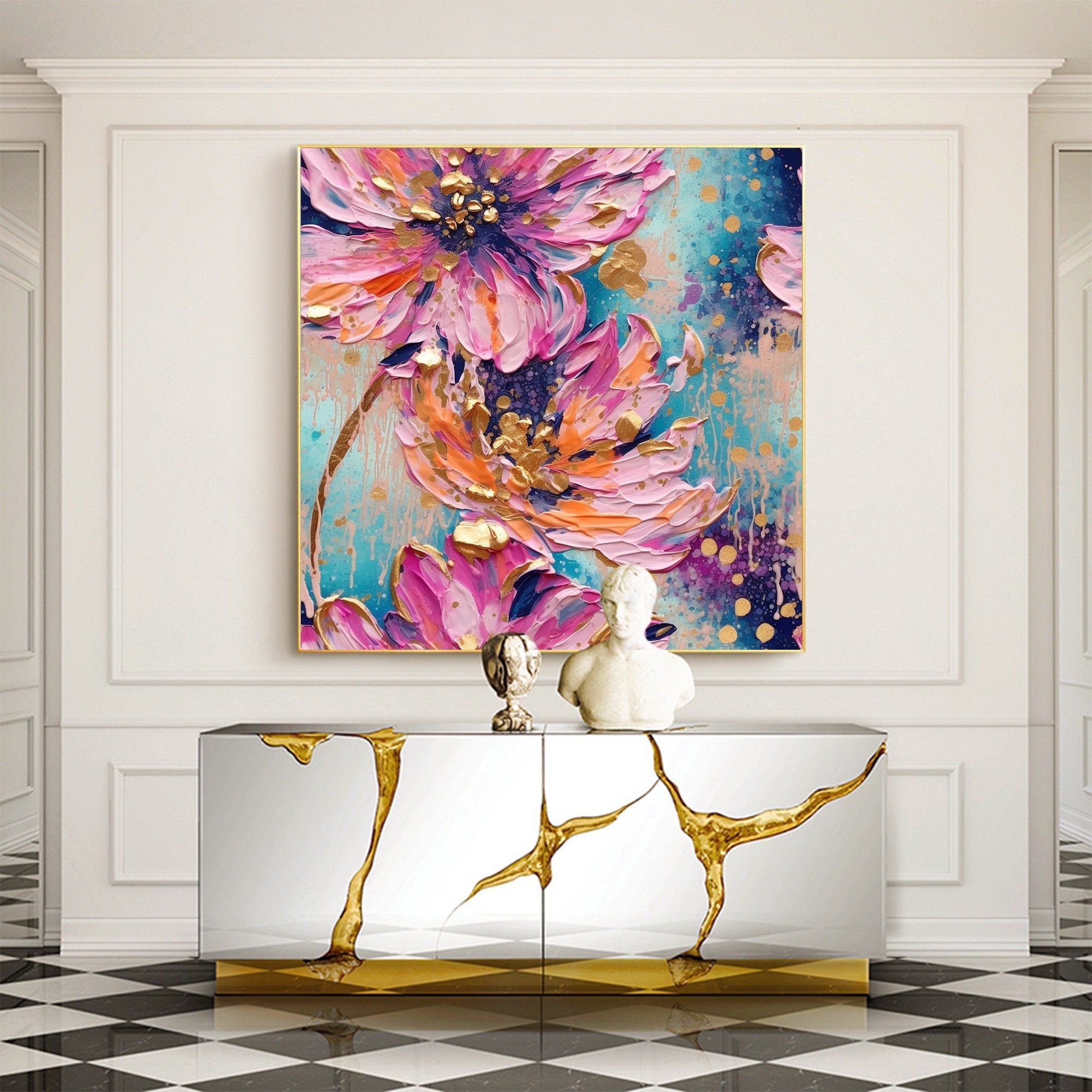 Original Flower Oil Painting on Canvas Large Wall Art - Etsy