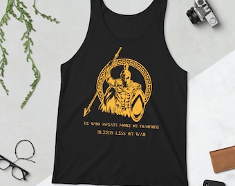Spartan Warrior Training Tank - Black Spartan Gym Shirt - Greek Mythology - Warrior Shirt - Workout Exercise Tank Top - Sweat More!