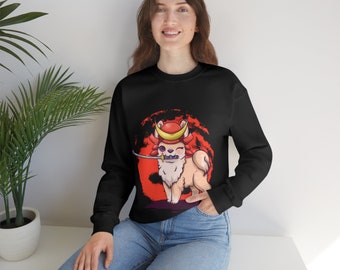 Cute Samurai Dog Warrior - Sudadera negra de cuello redondo - Pura comodidad - Acaríciame - Ámame - pero no te metas conmigo