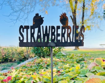 Metal Strawberries Garden Stake