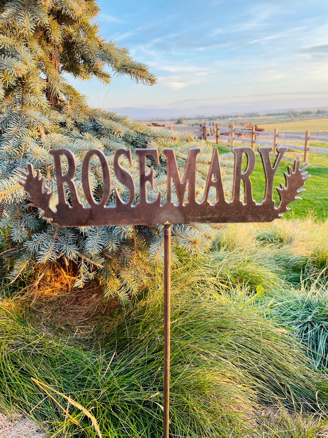 Rosemary Garden Stake - Etsy