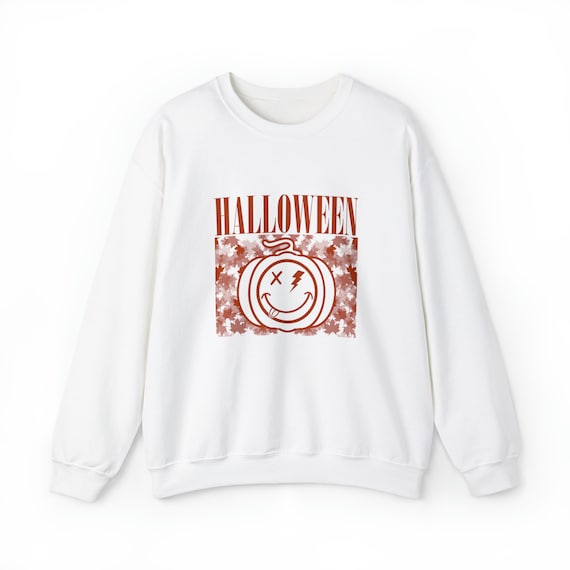 Nirvana Pumpkin Smiley Halloween Fall Sweatshirt, Nirvana