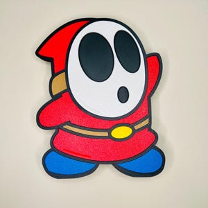 Shy Guy in Action - Handcrafted Super Mario Wall Art