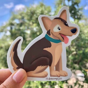 3x3 in Happy brown and Tan Cartoony Dog Sticker. Weatherproof stickers for Dog and animal lovers. image 5