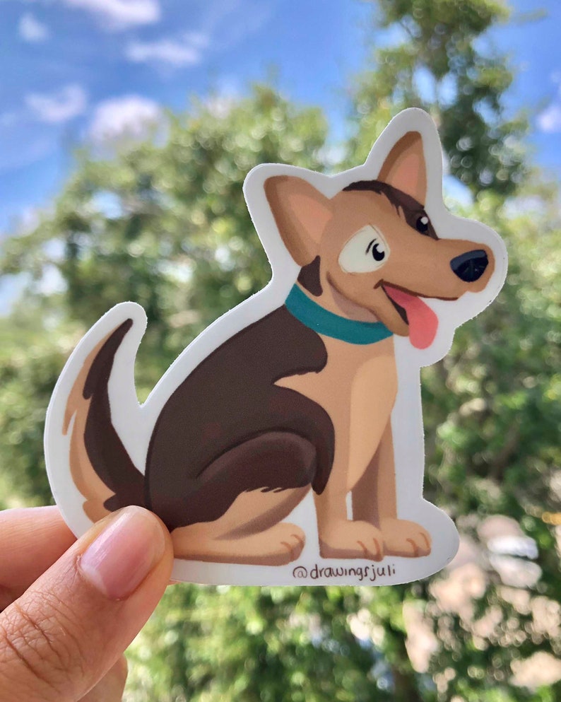 3x3 in Happy brown and Tan Cartoony Dog Sticker. Weatherproof stickers for Dog and animal lovers. image 5