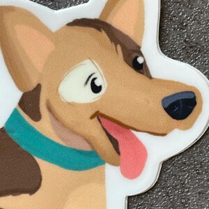 3x3 in Happy brown and Tan Cartoony Dog Sticker. Weatherproof stickers for Dog and animal lovers. image 4