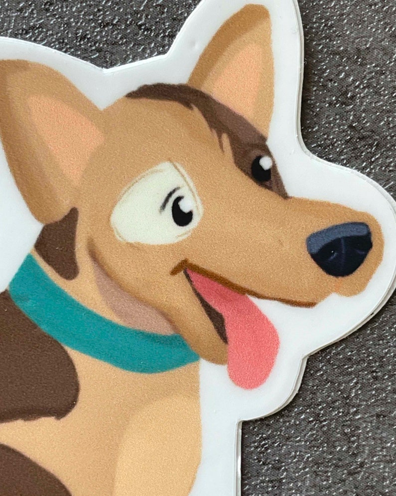 3x3 in Happy brown and Tan Cartoony Dog Sticker. Weatherproof stickers for Dog and animal lovers. image 4