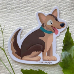 3x3 in Happy brown and Tan Cartoony Dog Sticker. Weatherproof stickers for Dog and animal lovers. image 6