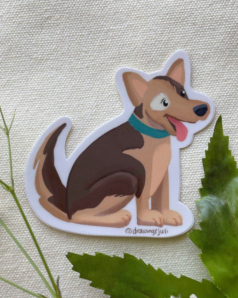 3x3 in Happy brown and Tan Cartoony Dog Sticker. Weatherproof stickers for Dog and animal lovers. image 6