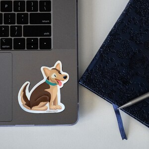 3x3 in Happy brown and Tan Cartoony Dog Sticker. Weatherproof stickers for Dog and animal lovers. image 8