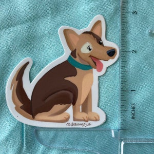 3x3 in Happy brown and Tan Cartoony Dog Sticker. Weatherproof stickers for Dog and animal lovers. image 2