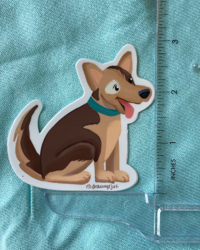 3x3 in Happy brown and Tan Cartoony Dog Sticker. Weatherproof stickers for Dog and animal lovers. image 2