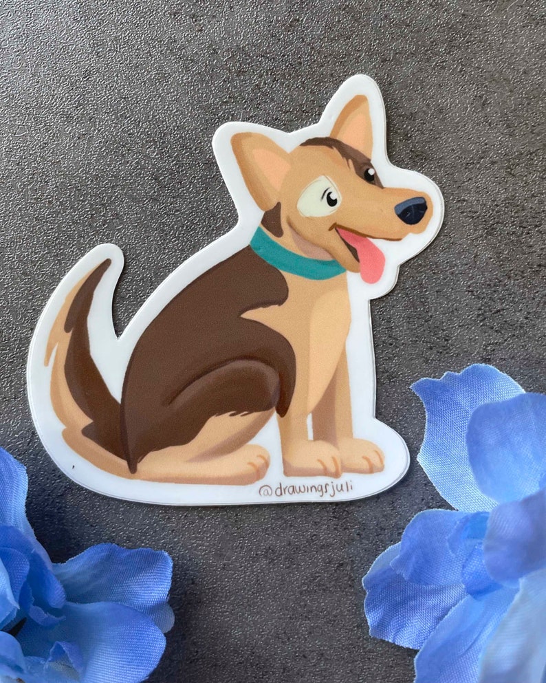 3x3 in Happy brown and Tan Cartoony Dog Sticker. Weatherproof stickers for Dog and animal lovers. image 7