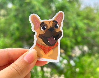 Cute French Bulldog Sticker for  doggie parents and animal lovers, 2x1.5in dog stickers, Decal for laptops, water bottles, journals, etc