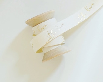With Love Baumwollband mit Gold Ink 5 Meter,Geschenkband,Band und Schleife für Geschenk | Bedrucktes Baumwollband | Hochzeitsband, Liebesband