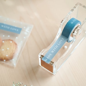 Made with Love Washi Tape 100 Etiketten, hellblaue Made with Love-Aufkleber Verpackungen, Bäckerei Aufkleber, Handmade with Love Aufkleber