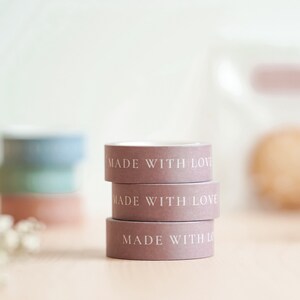 Made With Love Sticker Tape 100 Etiketten | Warme Rose Made with Love Aufkleber, Bäckerei Aufkleber, Bäckereibedarf, Handmade with Love Aufkleber