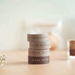 Made with Love Washi Tape 100 Etiketten | Warm Taupe Made with Love Aufkleber, Bäckerei Aufkleber, Geschenkanhänger, Handmade with Love Aufkleber