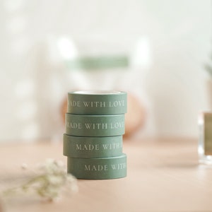 Made With Love Sticker Tape 100 Etiketten| Sage Made with Love Aufkleber Verpackung Suppiles,Bäckerei Aufkleber, Washi Tape, Handmade with Love Aufkleber