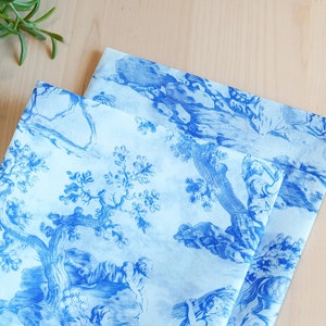 Toile de Jouy-tissuepapier, koningsblauw tissuepapier, Toile de Jouy-tissuepapier, huwelijkscadeaupapier, blauw en wit tissuepapier [set van 10]