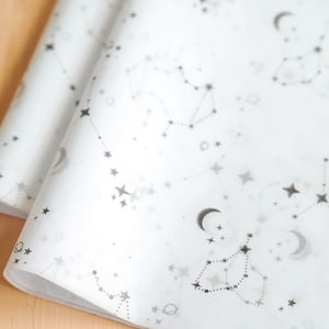 Carta da regalo in tessuto a forma di stelle (set da 10), carta da regalo, carta velina natalizia, confezione al dettaglio, carta velina con costellazioni