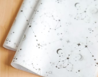 Lot De 5 Feuilles De Papier Cadeau De Soie Imprimé Avec Paillettes - 500 X 760 Mm, Design Luxe
