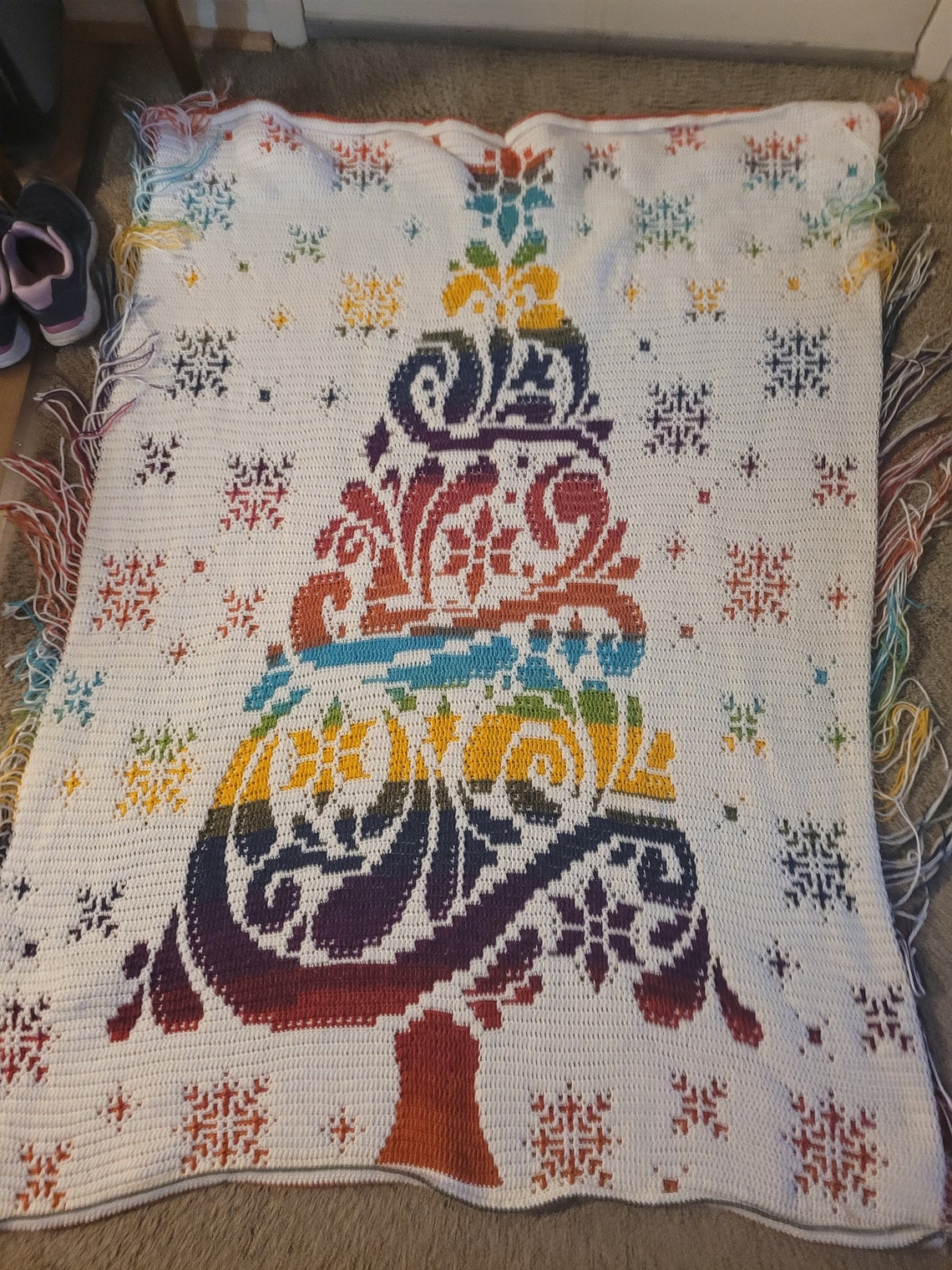 In the Spirit Of... Christmas Holiday Tree Crochet Blanket Etsy