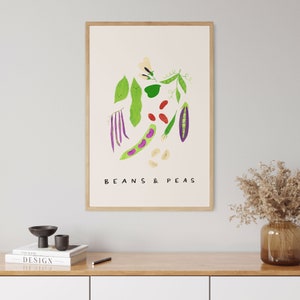 Cartel de frijoles y guisantes / impresión de arte DIGITAL, arte de la pared del vivero, decoración del arte de la pared del comedor de la cocina, cartel de aprendizaje de verduras imagen 4
