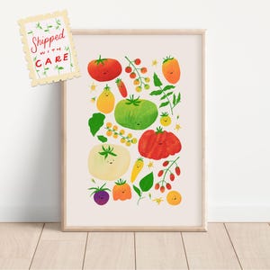 Tomatensorten Abbildung | PHYSIKALISCHER Kunstdruck, Kinderzimmer Wandkunst, Küche Esszimmer Wanddeko, Gemüse Lernposter