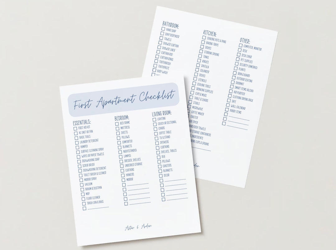First Apartment Checklist Printable - Digital Download - Etsy