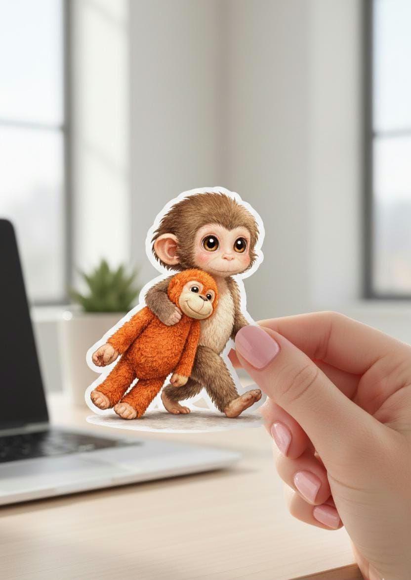 Monkey Love Sticker - Etsy
